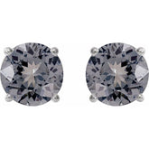 Platinum 6 mm Natural Gray Spinel Stud Earrings
